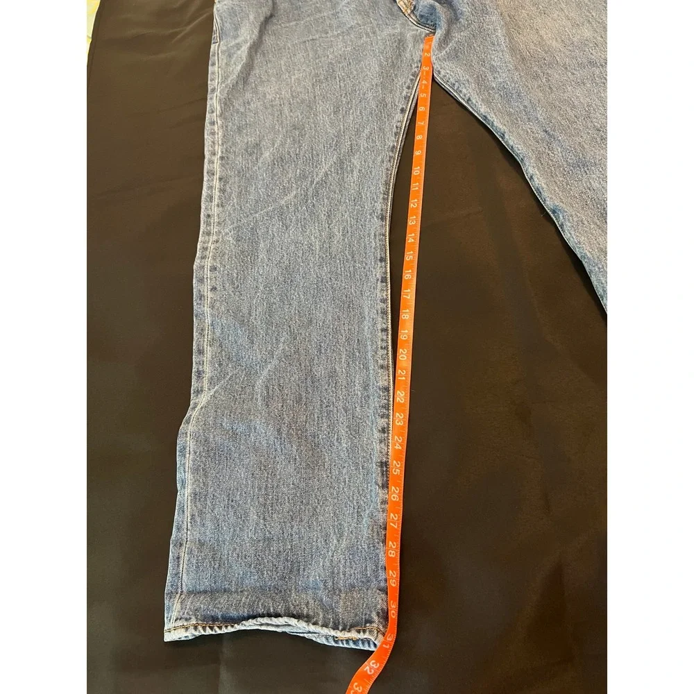 Levis 501 Original Fit Mens Jeans W44 L32 Medium Wash Blue Button Fly Straight